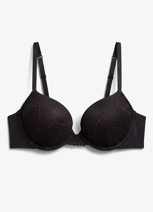 Calvin Klein Push-up bh met details van kant - voorkant 5 zwart