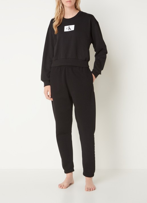 Calvin Klein Pyjama sweatshirt met logo - voorkant 4 zwart
