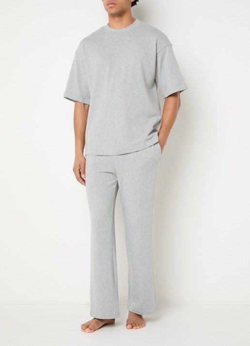 Calvin Klein Pyjama top met logoborduring - voorkant 2 lichtgrijs
