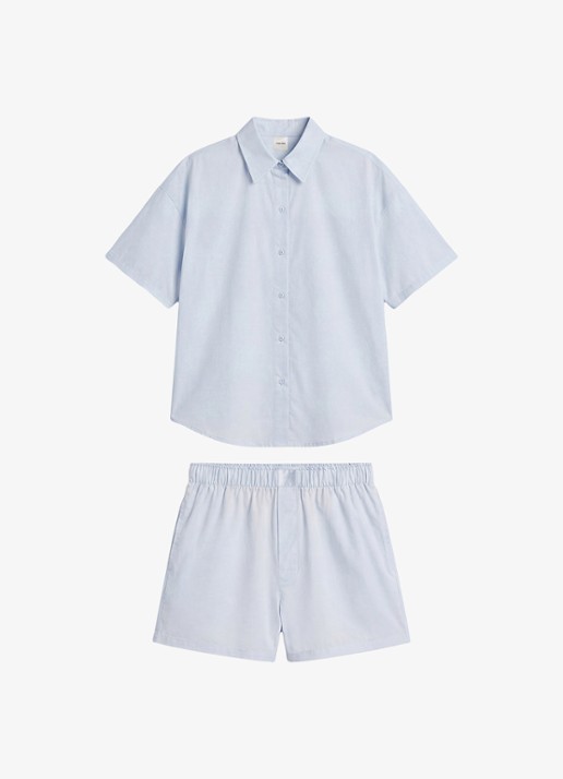 Calvin Klein Pyjamaset met logo 2-delig - voorkant 6 lichtblauw