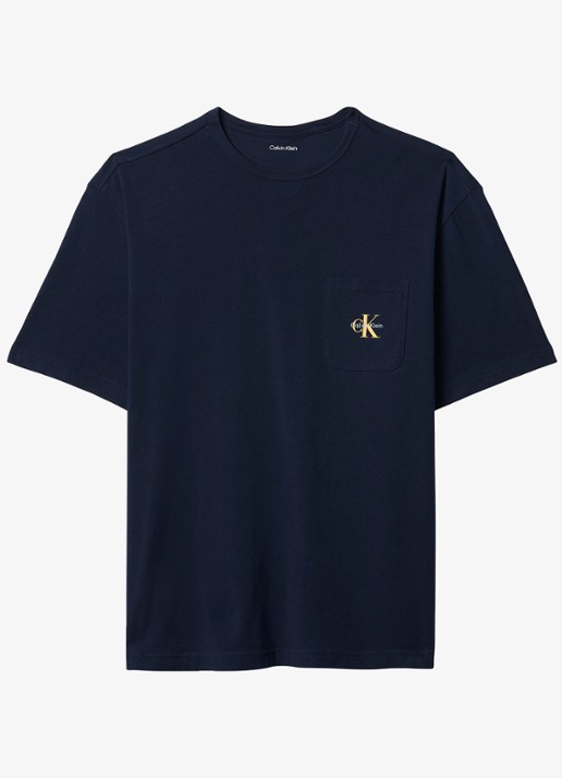 Calvin Klein Pyjamashirt met logo - voorkant donkerblauw