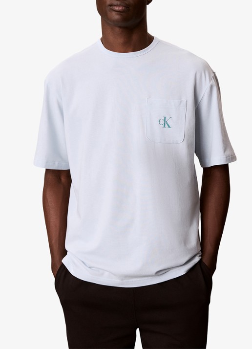 Calvin Klein Pyjamashirt met logo - detail 2 blauw