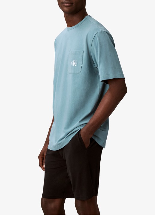 Calvin Klein Pyjamashirt met logo - detail 4 lichtblauw