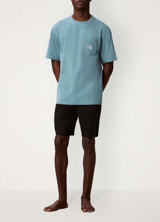 Calvin Klein Pyjamashirt met logo - voorkant 2 lichtblauw