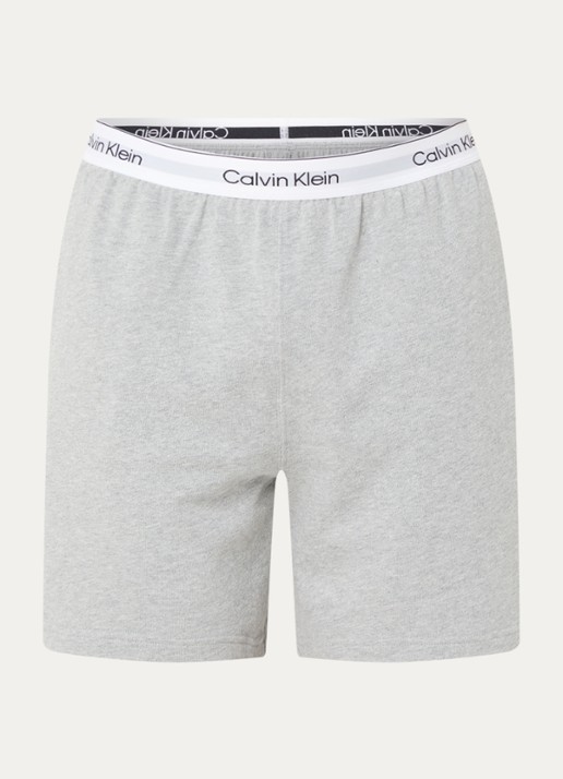 Calvin Klein Pyjamashorts met logoband - voorkant 10 lichtgrijs