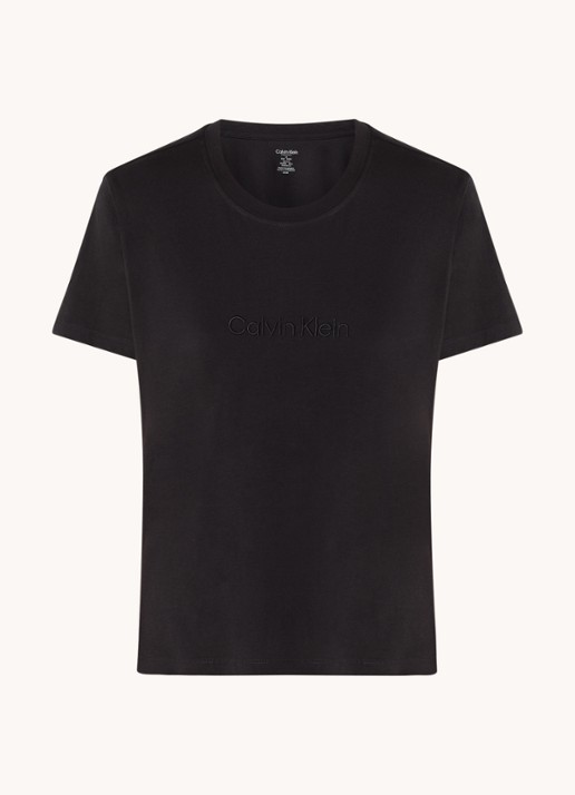 Calvin Klein Pyjamatop met logoborduring - voorkant 3 zwart