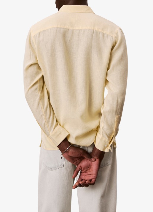 Calvin Klein Regular fit overhemd in linnenblend - achterkant 4 lichtgeel