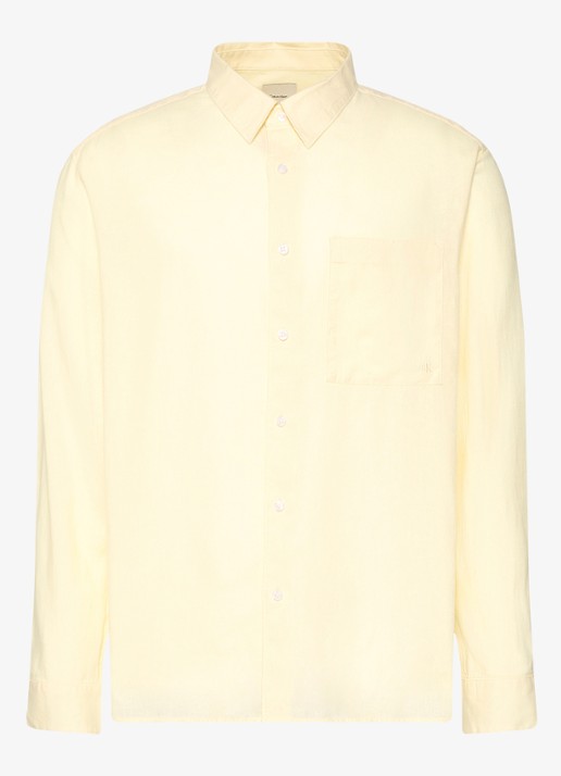 Calvin Klein Regular fit overhemd in linnenblend - voorkant 5 lichtgeel