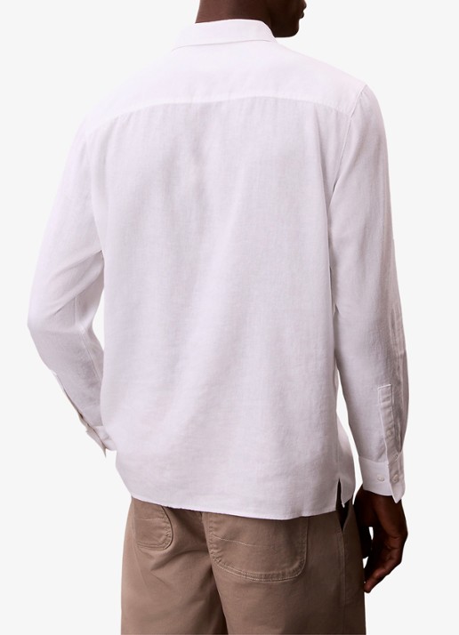 Calvin Klein Regular fit overhemd in linnenblend - achterkant wit
