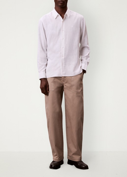 Calvin Klein Regular fit overhemd in linnenblend - voorkant 3 wit