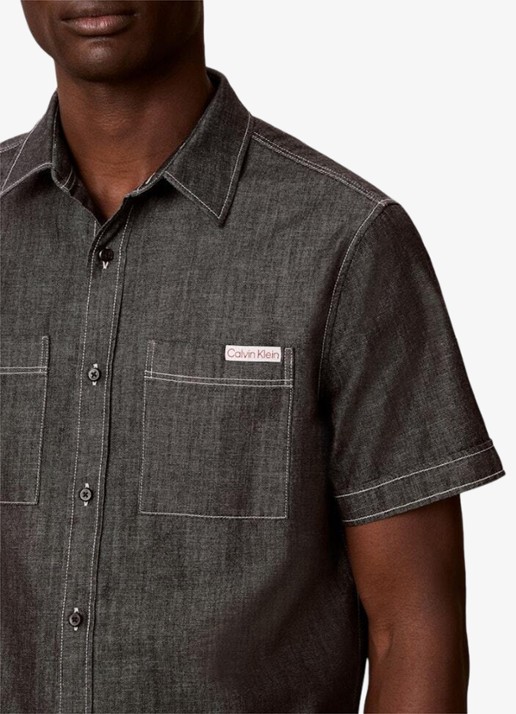 Calvin Klein Regular fit overhemd met borstzakken - detail 2 zwart