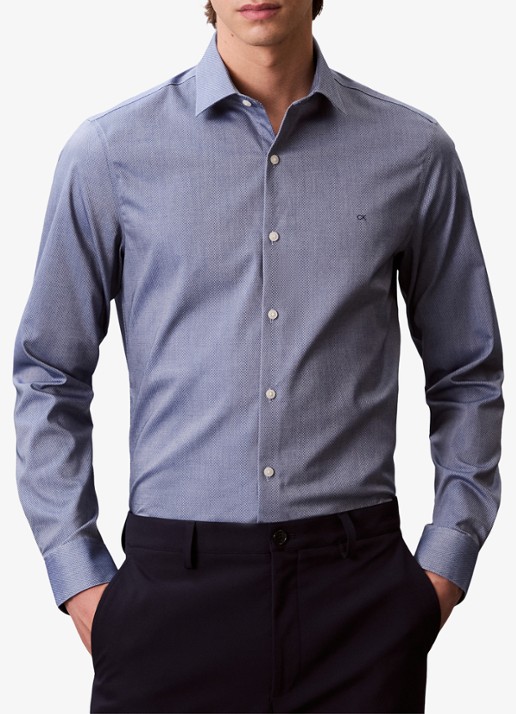 Calvin Klein Regular fit overhemd met logoborduring - detail 4 blauw
