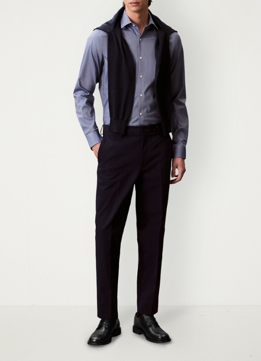 Calvin Klein Regular fit overhemd met logoborduring - voorkant 3 blauw