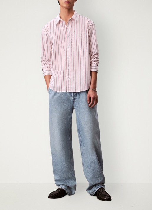 Calvin Klein Regular fit overhemd met streepprint - voorkant 5 rood