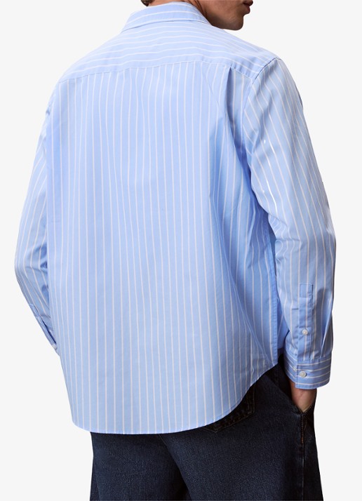 Calvin Klein Regular fit overhemd met streepprint - achterkant 5 blauw