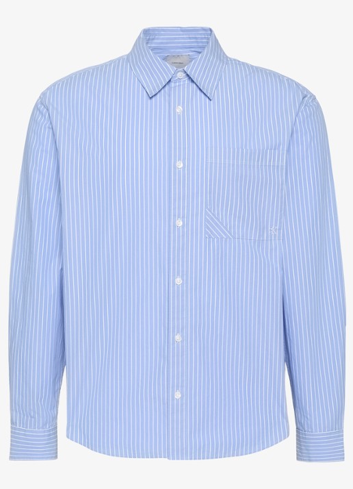 Calvin Klein Regular fit overhemd met streepprint - voorkant blauw