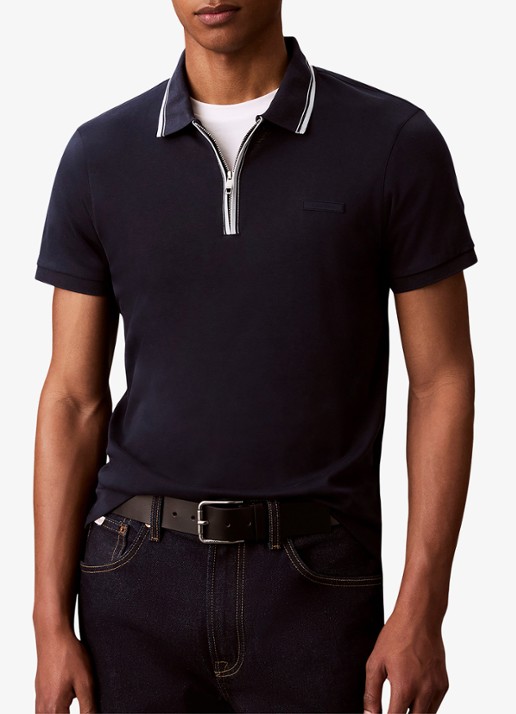 Calvin Klein Regular fit polo met halve rits - detail dark sapphire-cef