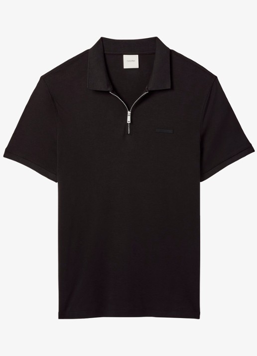 Calvin Klein Regular fit polo met logo - voorkant zwart