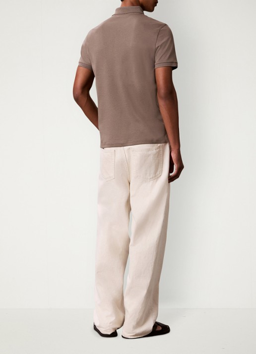Calvin Klein Regular fit polo met logo - achterkant taupe