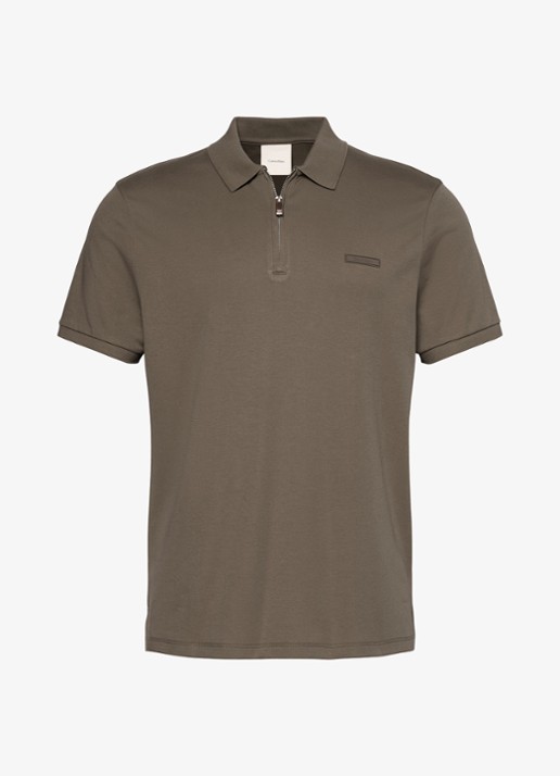 Calvin Klein Regular fit polo met logo - voorkant 2 taupe