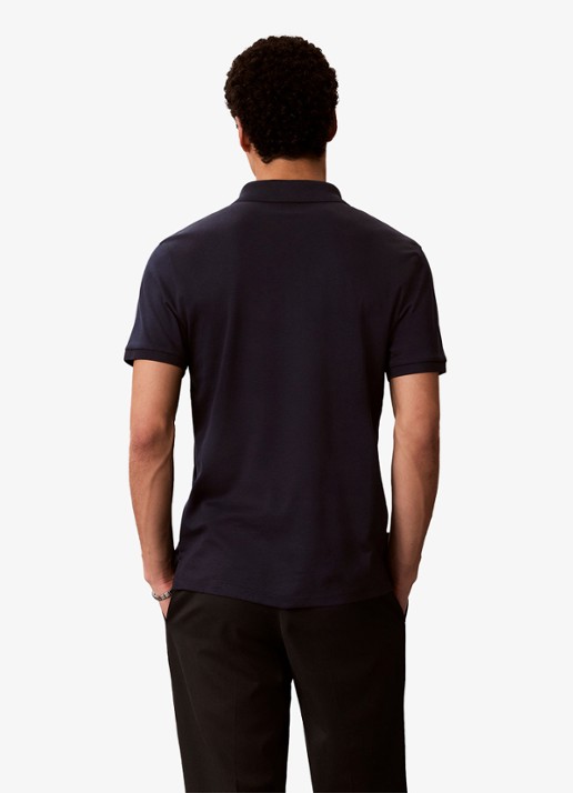 Calvin Klein Regular fit polo met logo - achterkant 4 dark sapphire-cef /  bruin