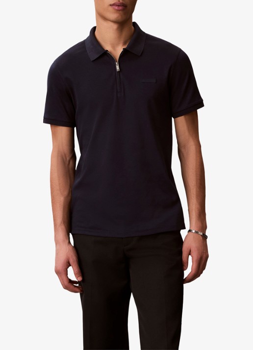 Calvin Klein Regular fit polo met logo - detail dark sapphire-cef /  bruin