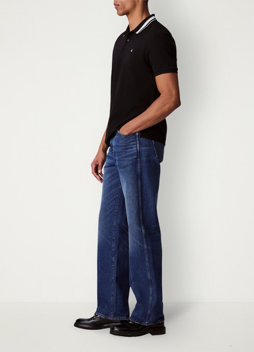 Calvin Klein Regular fit polo met logoborduring - detail 3 zwart
