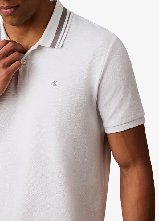 Calvin Klein Regular fit polo met logoborduring - detail 4 wit