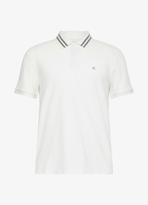 Calvin Klein Regular fit polo met logoborduring - voorkant 5 wit