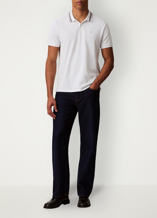 Calvin Klein Regular fit polo met logoborduring - voorkant 6 wit