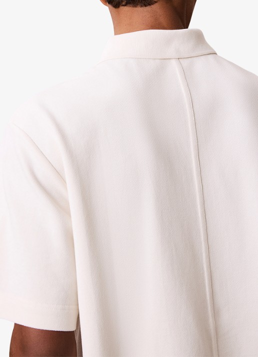 Calvin Klein Regular fit polo met logoborduring - detail 3 ivoor