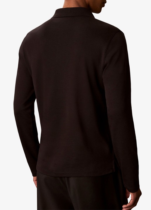Calvin Klein Regular fit polo met logoborduring - achterkant 6 zwart
