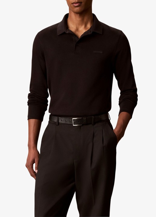 Calvin Klein Regular fit polo met logoborduring - detail 3 zwart