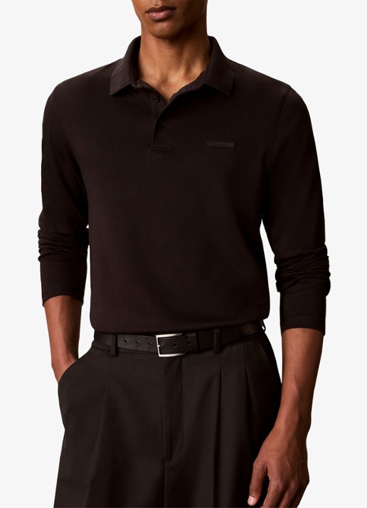 Calvin Klein Regular fit polo met logoborduring - detail 4 zwart