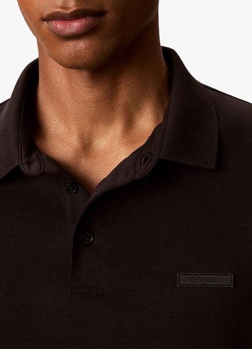 Calvin Klein Regular fit polo met logoborduring - detail 5 zwart