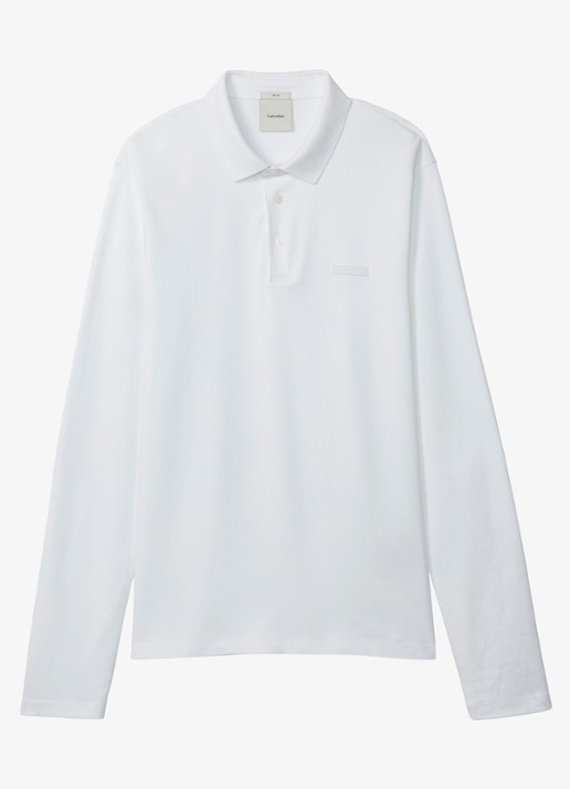 Calvin Klein Regular fit polo met logoborduring - voorkant 4 bright white-yaf