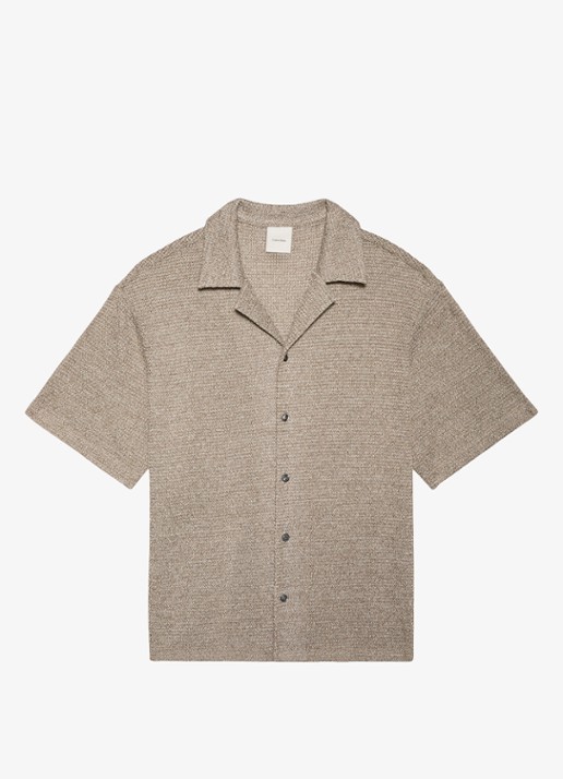 Calvin Klein Regular fit polo met structuur - voorkant 4 lichtbruin