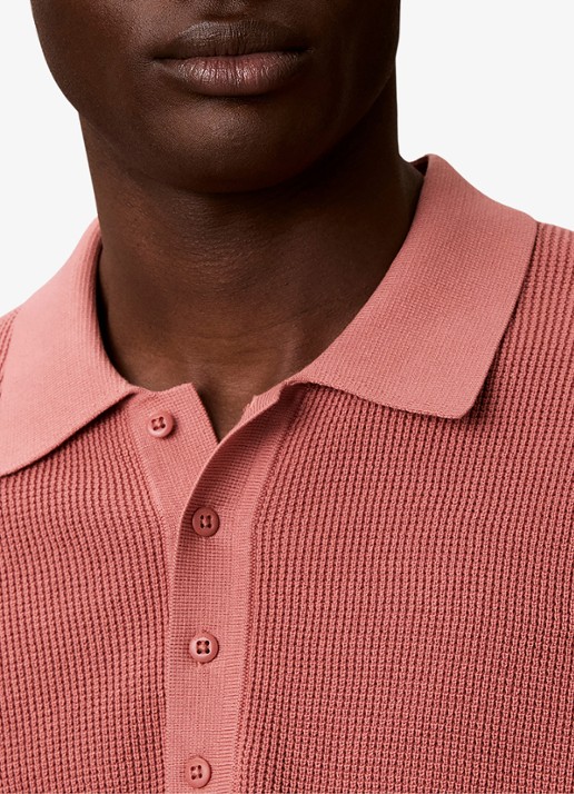 Calvin Klein Regular fit polo met structuur - detail 3 lichtrood