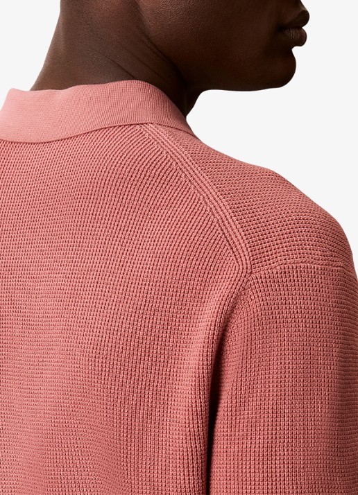Calvin Klein Regular fit polo met structuur - detail 4 lichtrood