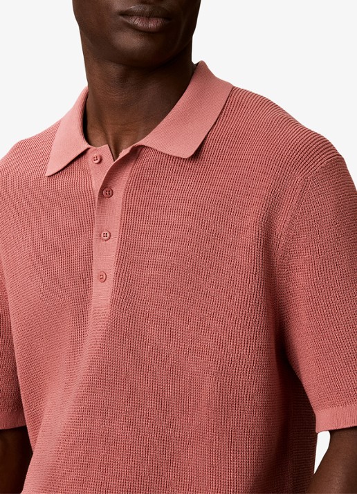 Calvin Klein Regular fit polo met structuur - detail 5 lichtrood