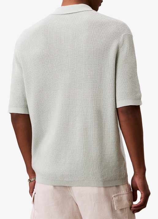 Calvin Klein Regular fit polo met structuur - achterkant 6 grijs