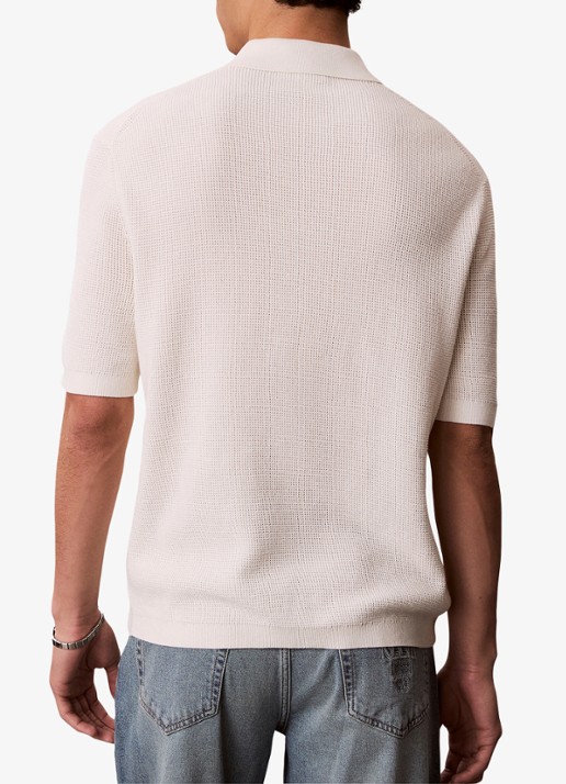 Calvin Klein Regular fit polo met structuur - achterkant 5 ivoor
