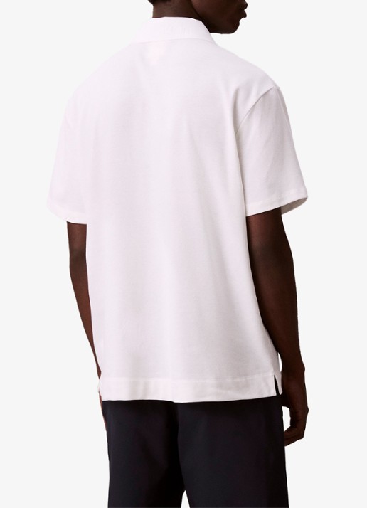 Calvin Klein Regular fit polo van piqué katoen - achterkant wit