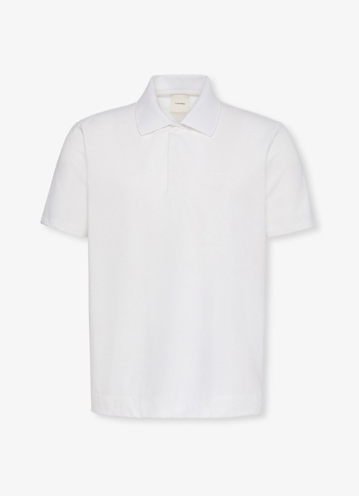 Calvin Klein Regular fit polo van piqué katoen - voorkant 5 wit