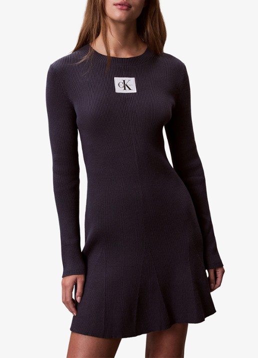 Calvin Klein Ribgebreide jurk met logoborduring