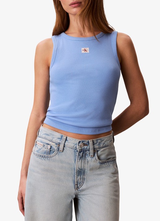 Calvin Klein Ribgebreide tanktop met logo in 2-pack