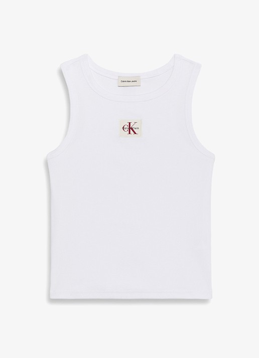 Calvin Klein Ribgebreide tanktop met logo - voorkant 5 wit