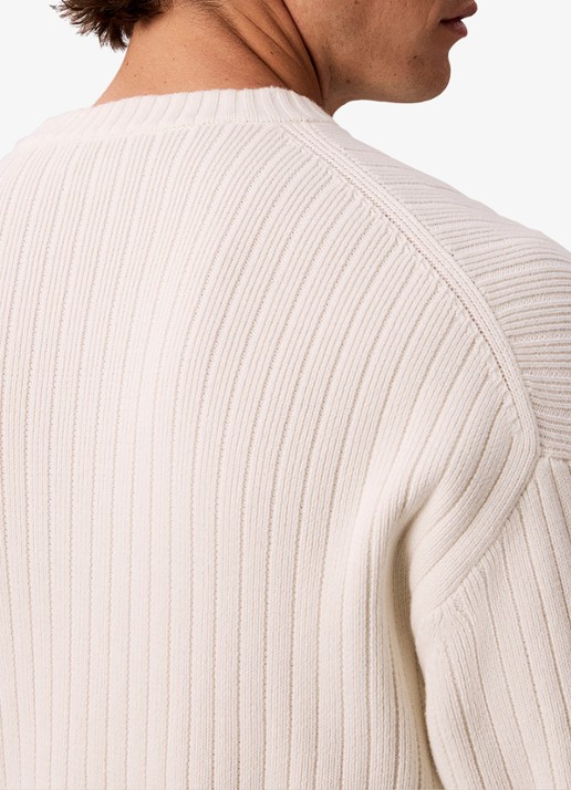Calvin Klein Ribgebreide trui met logo - detail 2 ivoor