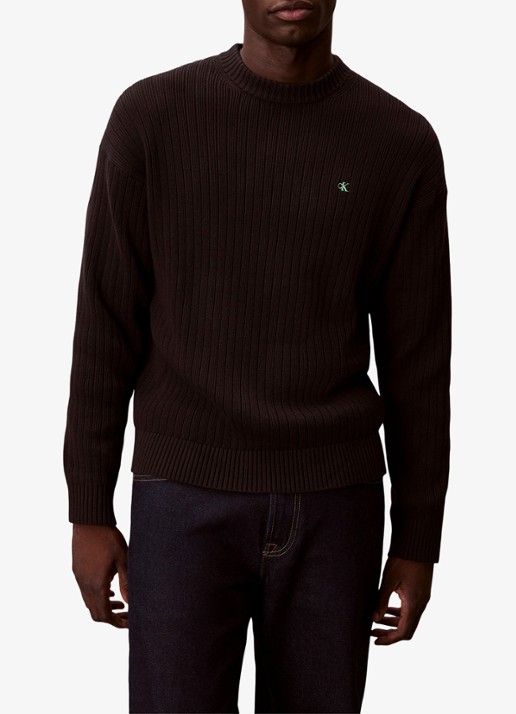 Calvin Klein Ribgebreide trui met logoborduring