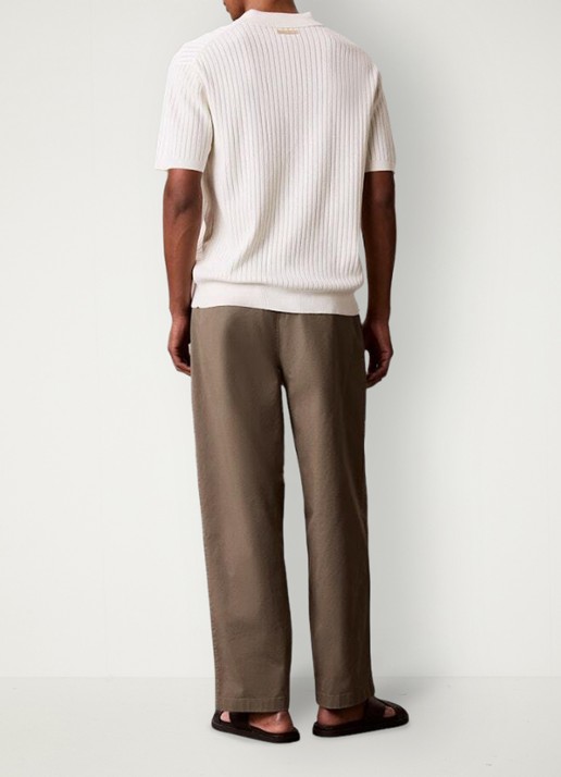 Calvin Klein Ribgebreide trui met polokraag - achterkant tofu-yas /  wit